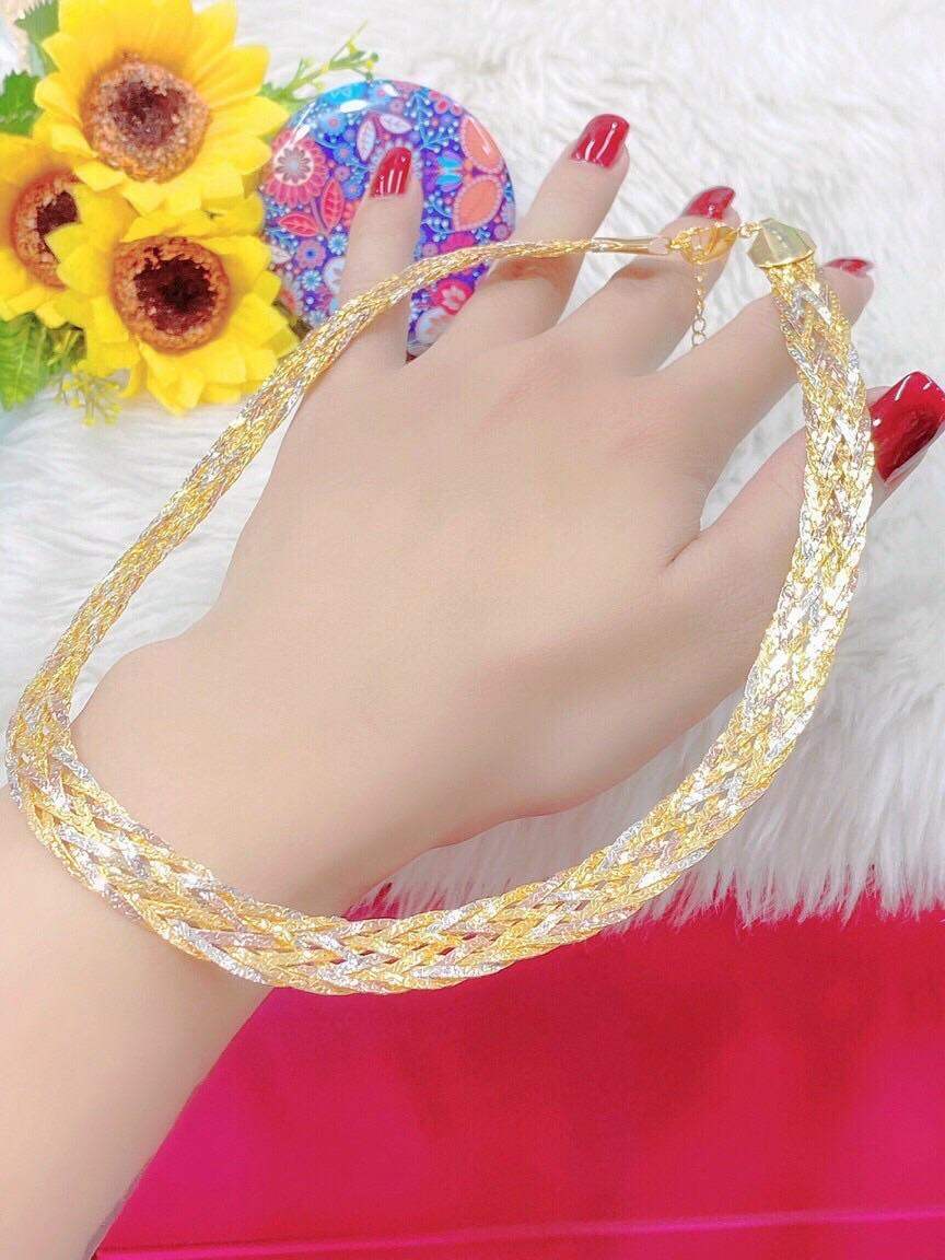 Dây chuyền kiểu bính lớn mạ vàng 18k pha bạc cực đẹp