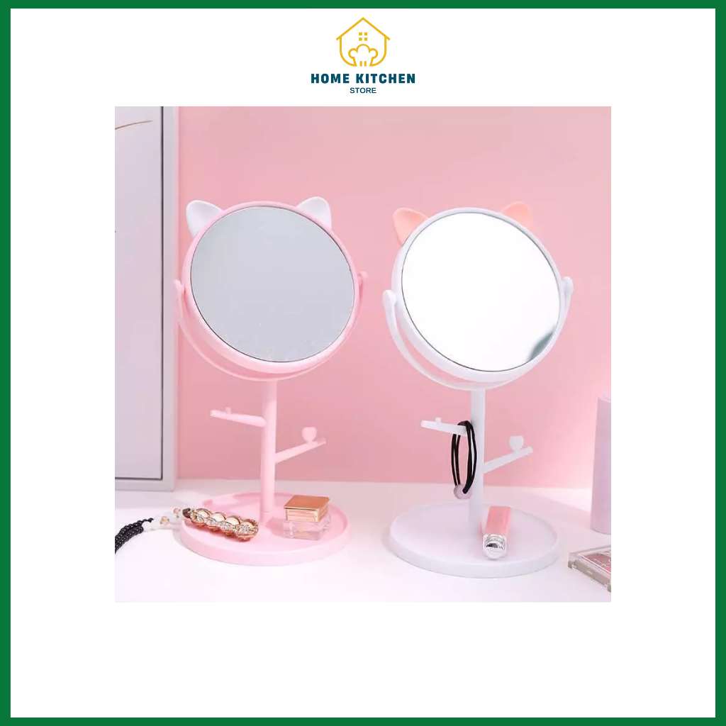 Gương trang điểm để bàn kiểu dáng tai mèo dễ thương