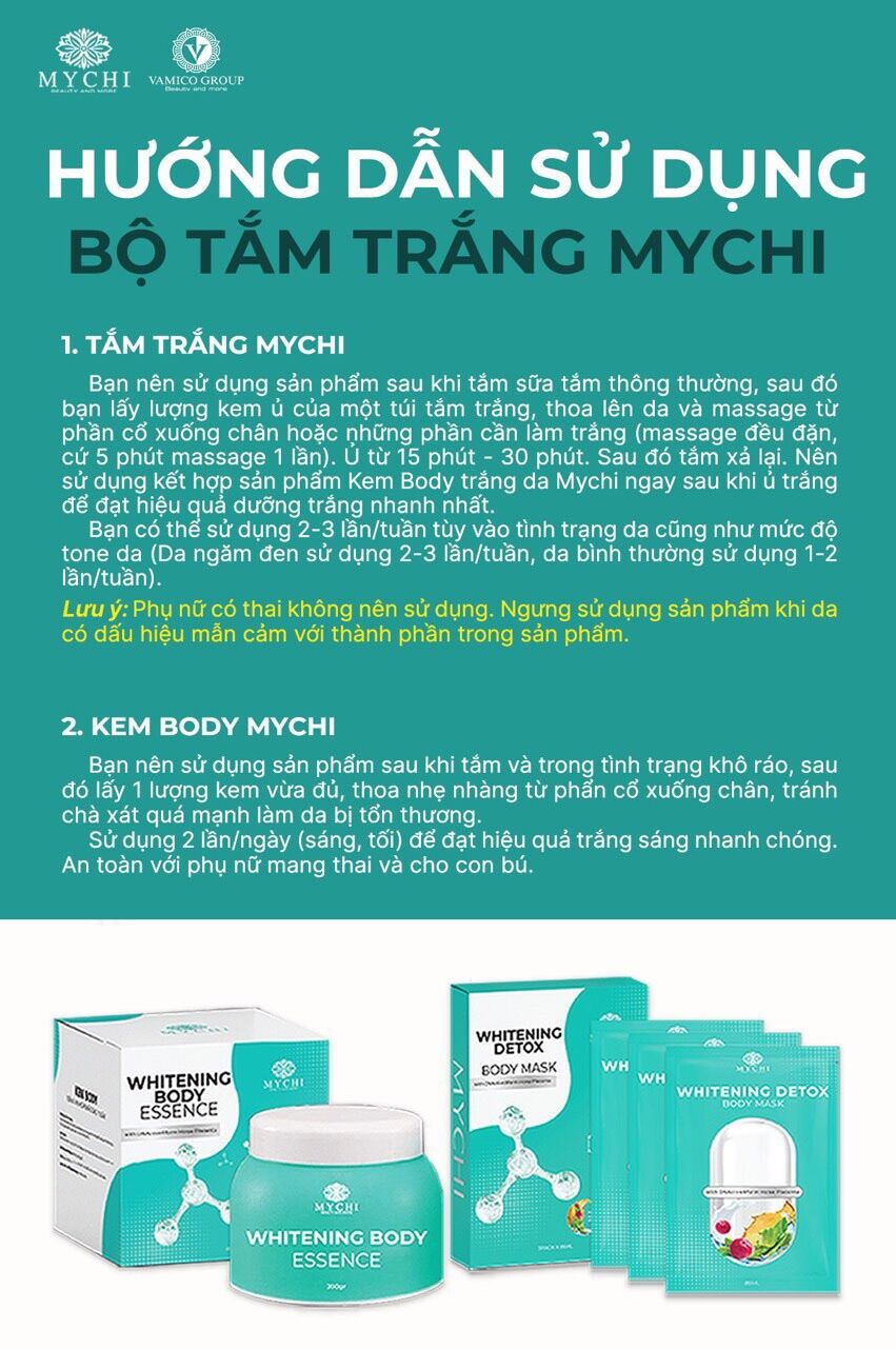 Combo Tắm Trắng Mychi (kem body khoá trắng mychi và Tắm trắng Mychi)