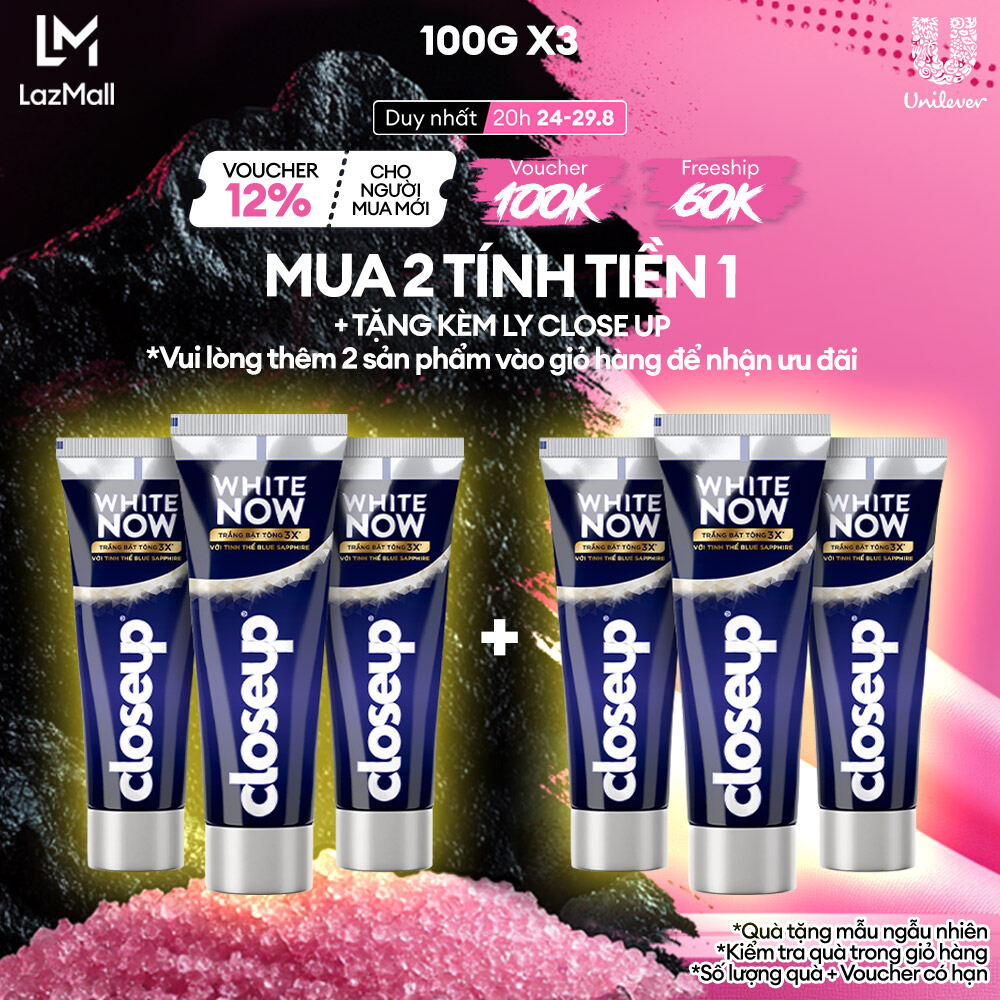 Kem đánh răng closeup white now - trắng bật tông 3x tức thì từ công nghệ ánh sáng xanh 100g