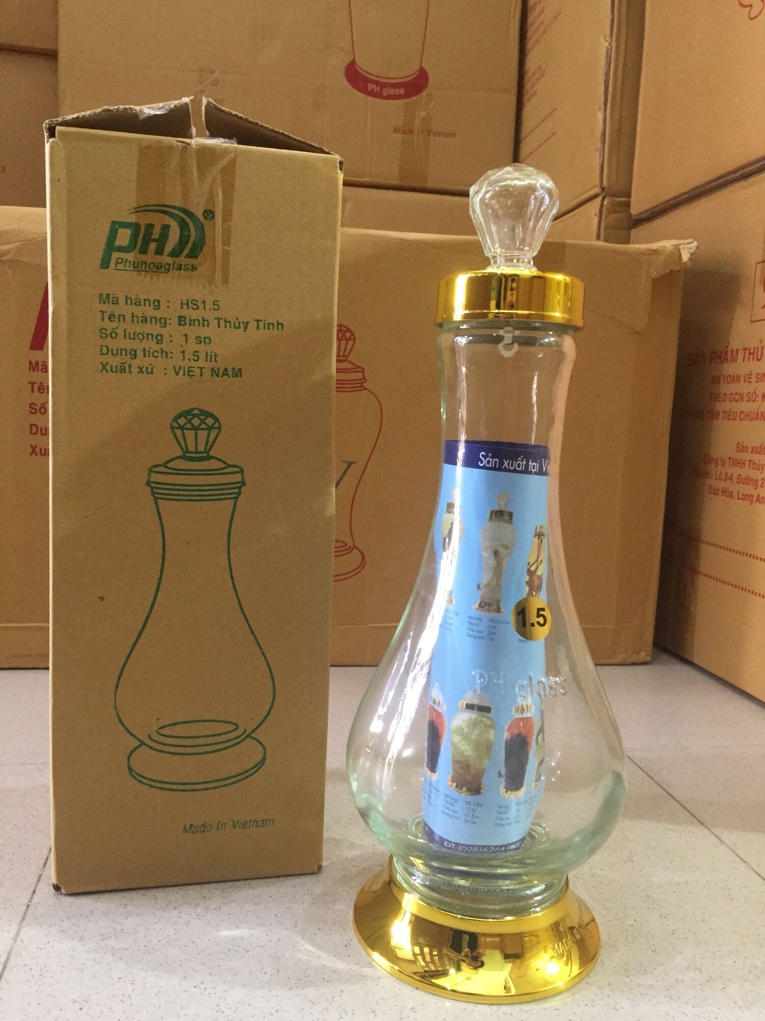 Bình thủy tinh thể tích 1,5 lít dùng ngâm sâm ; ngâm rượu