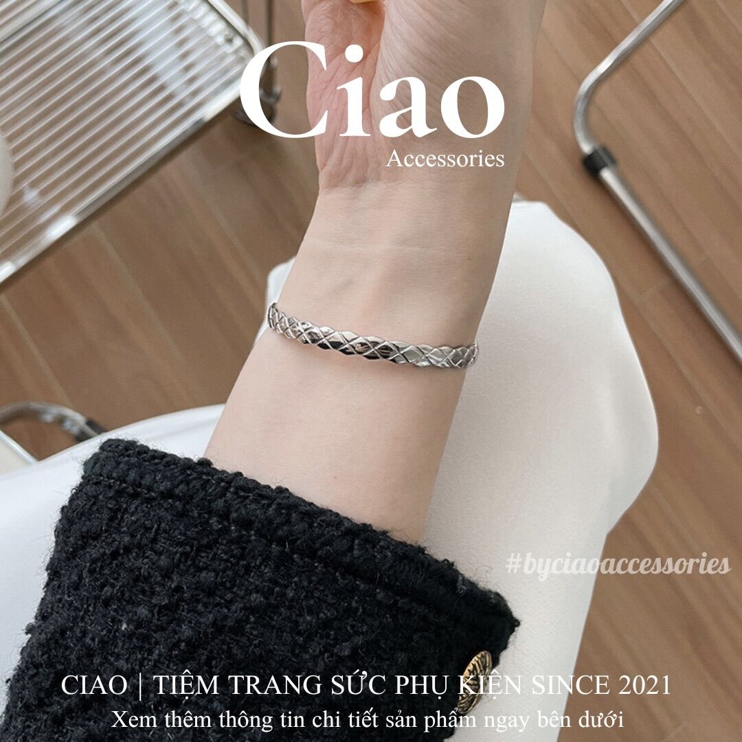 Vòng tay, lắc tay titan không gỉ thiết kế hoạ tiết mã 91 Ciao