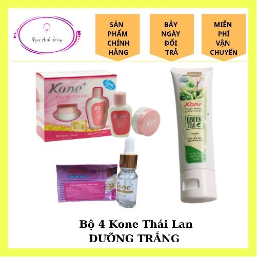 [Combo 3 món Kone Thái Lan dưỡng trắng da ] Bộ Kem Kone Thái Lan - nước hoa hồng Kone - Serum dưỡng trắng  Kone  - Sửa rửa mặt trà xanh Kone