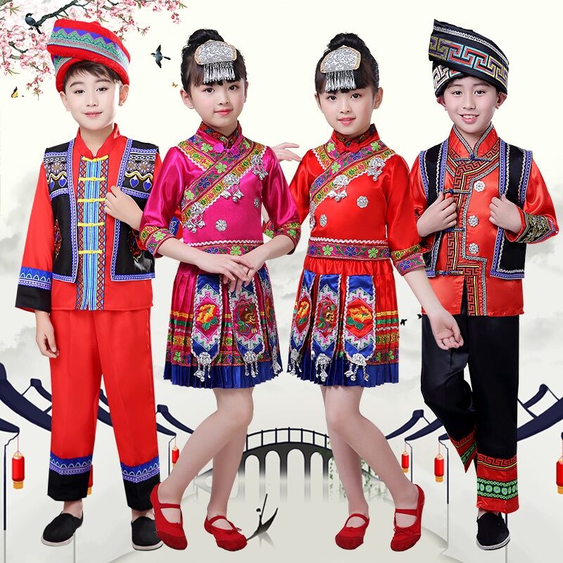 Trang Phục Biểu Diễn Dân Tộc Thiểu Số Cho Trẻ Em Trang Phục Khiêu Vũ Dân Tộc Mường Và Mạ Trang Phục Sân Khấu 56 Dân Tộc Thiểu Số