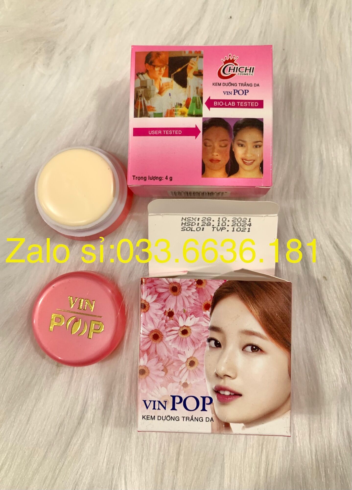 Lẻ kem pop chi chi trắng da hủ 4g chuẩn loại 1