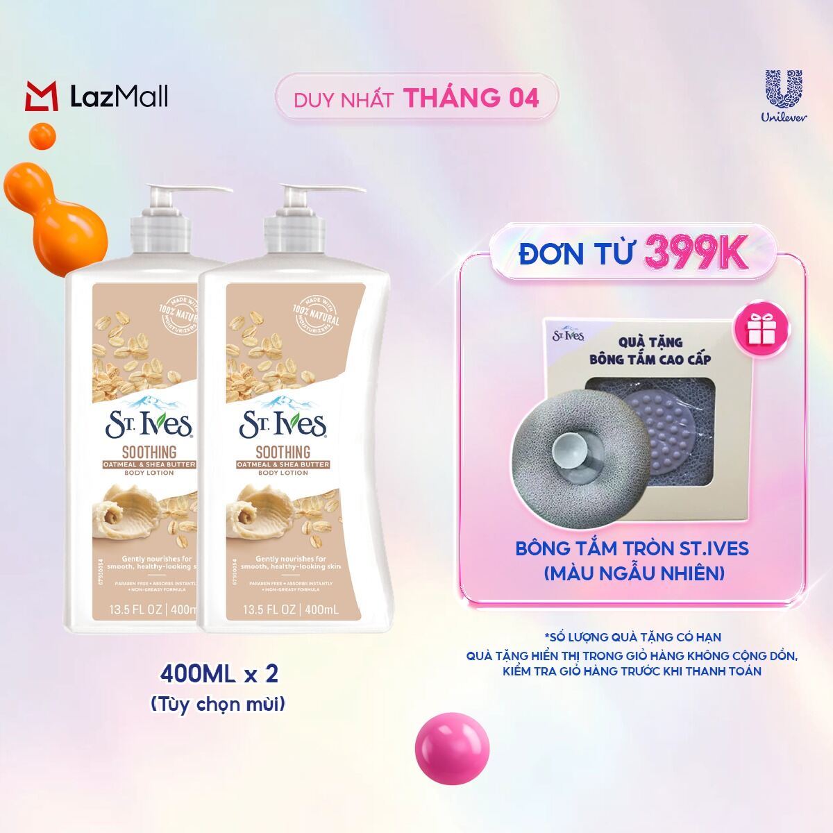 Bộ sữa dưỡng thể St.Ives 400ml x 2(Tuỳ chọn phân loại)