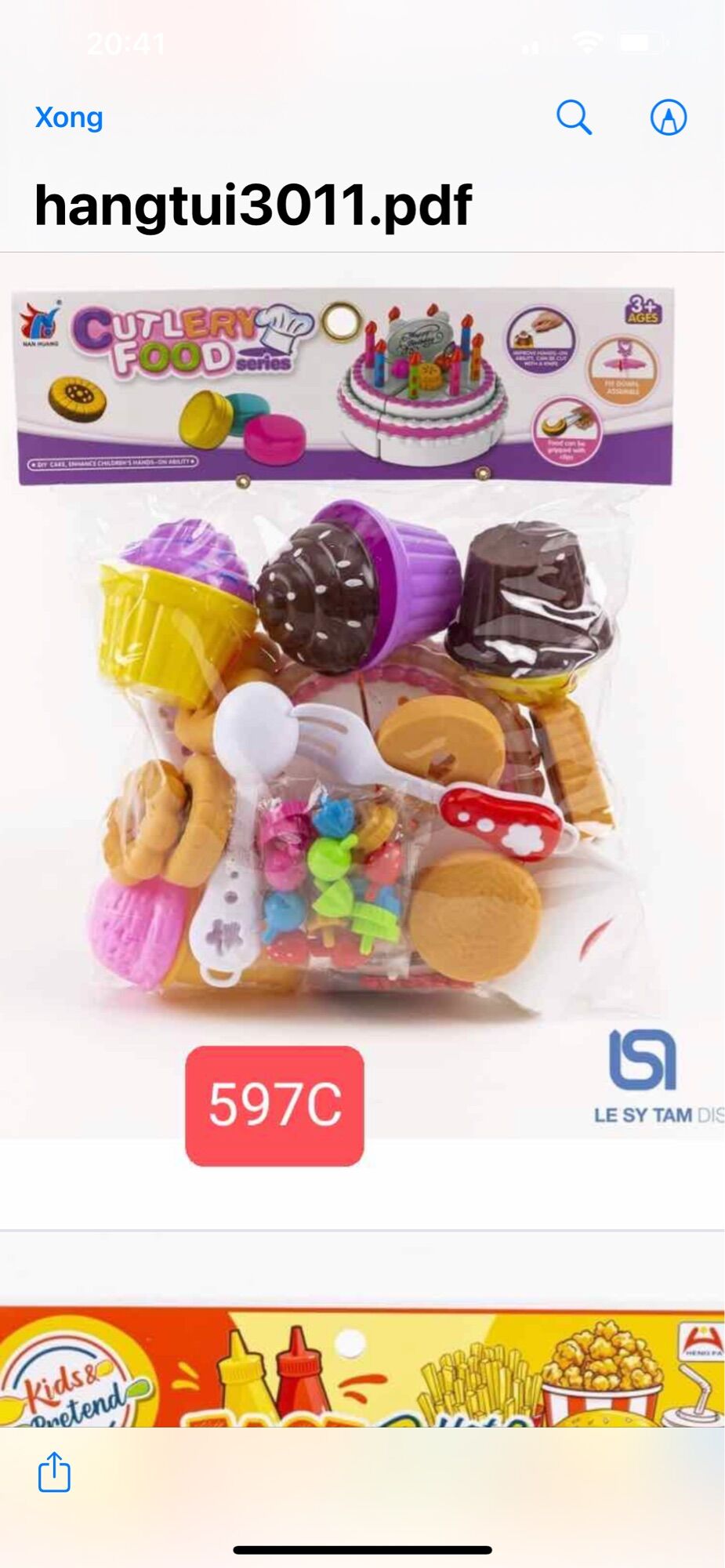 TÚI ĐỒ CHƠI BÁNH KEM SINH NHẬT CHO BÉ