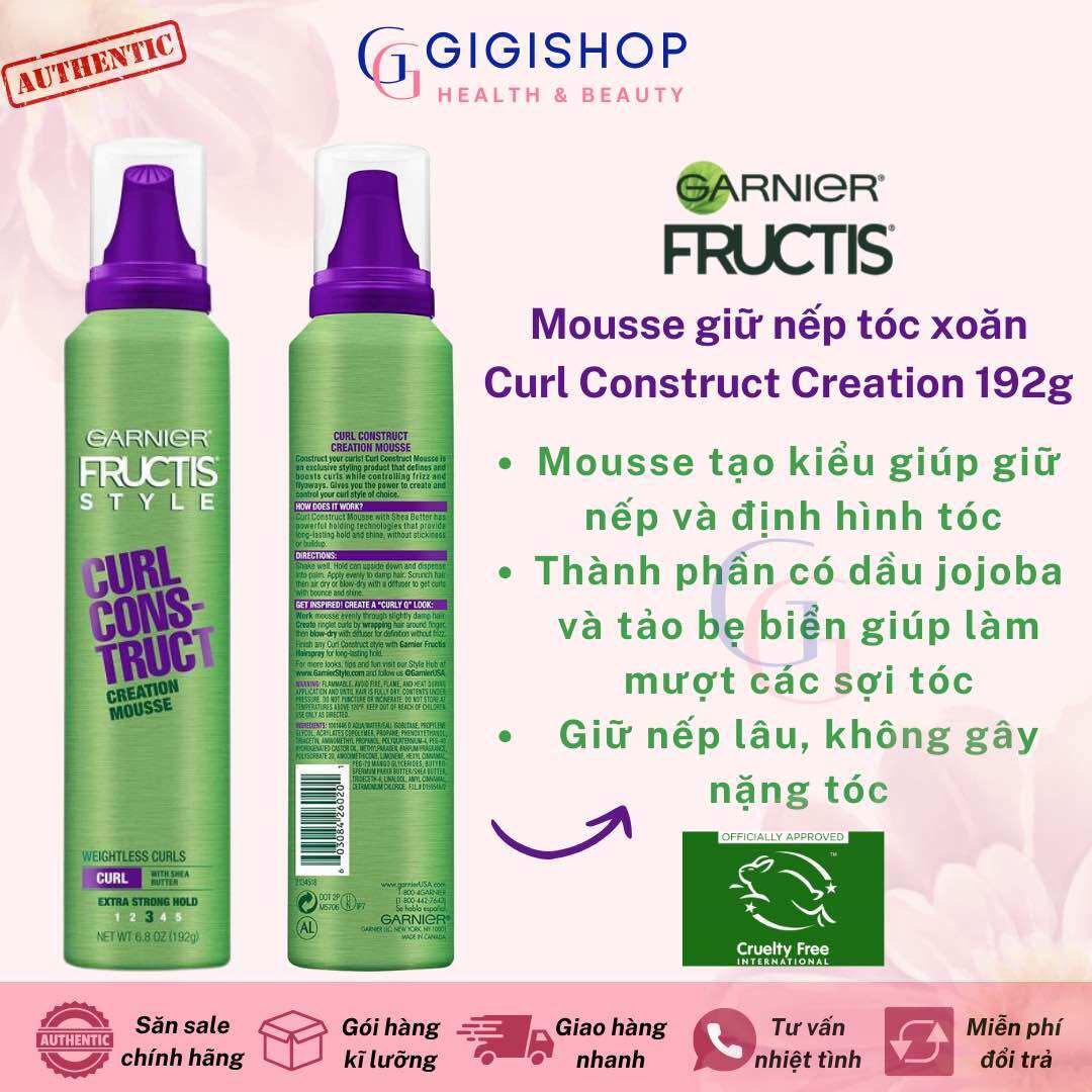 Mousse giữ nếp tóc xoăn Garnier Fructis Style Curl Construct Creation Mousse 192g