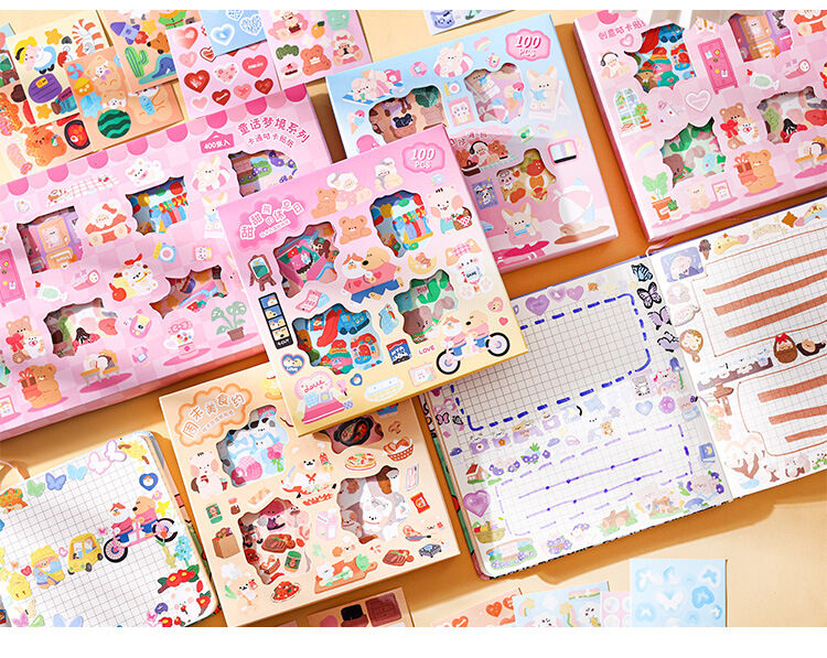 Hộp 100 tấm sticker hình dán 6x6cm