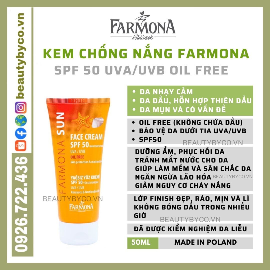 Kem Chống Nắng Farmona Dành Cho Da Dầu Và Da Khô Spf 50 Uva/Uvb