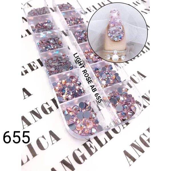 Khay đá đính móng , đá chân lưới nail 16 khía trang trí móng