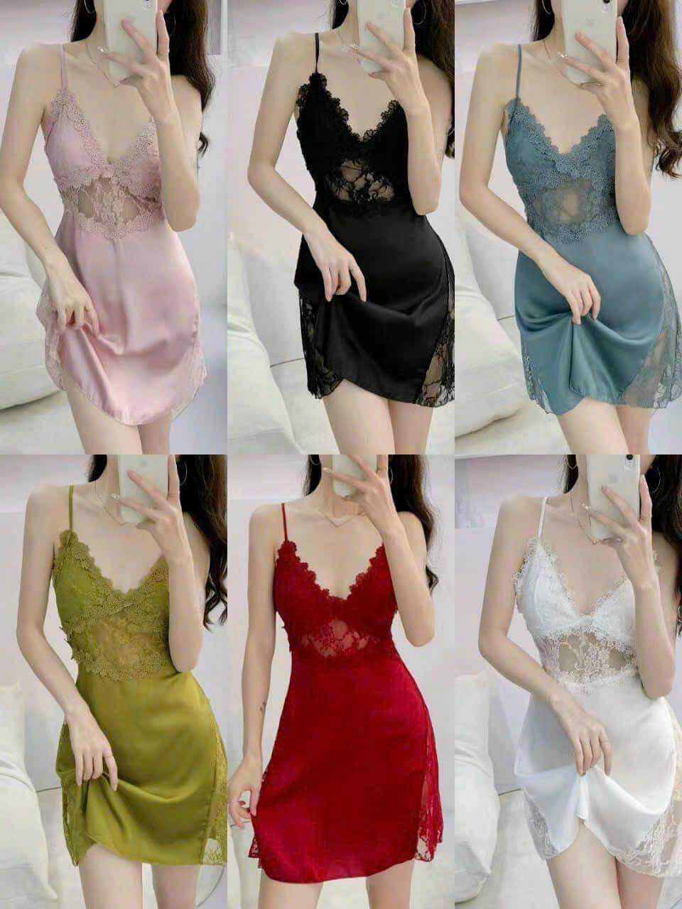 VÁY NGỦ 2 DÂY LỤA SEXY CAO CẤP