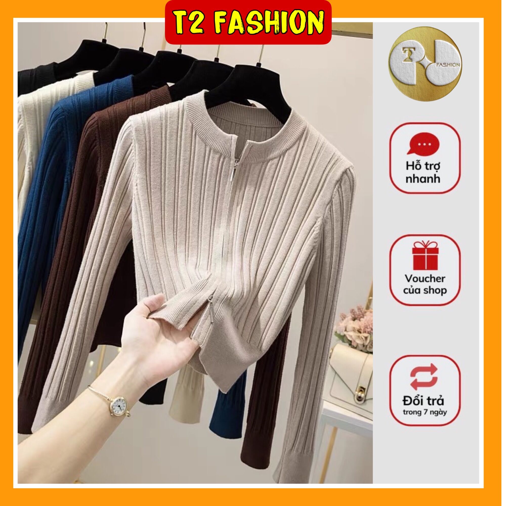 Áo cardigan lông cừu kéo khoá 2 đầu cao cấp