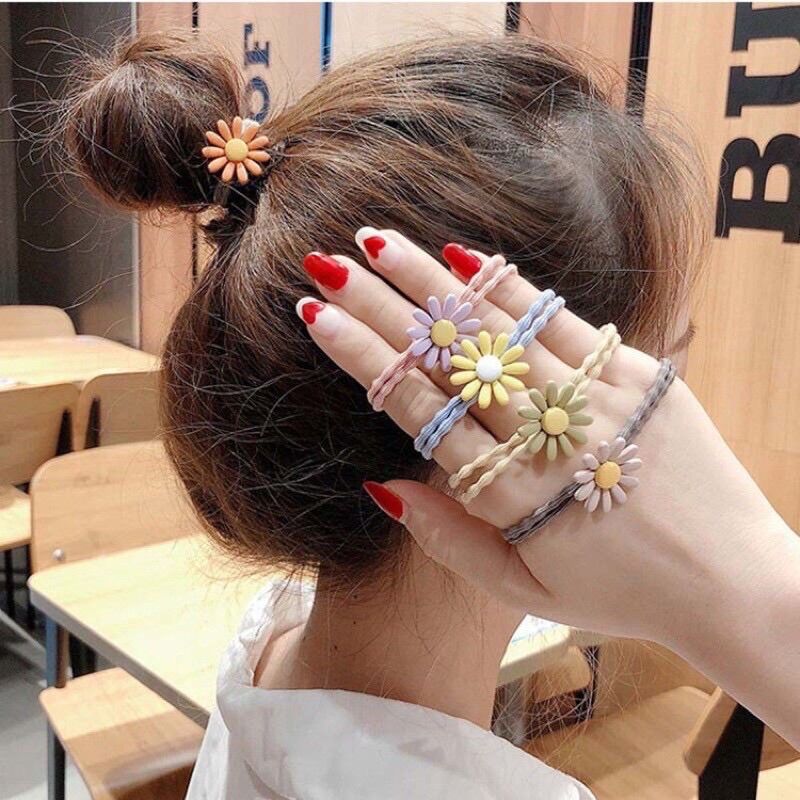 Set 50 dây cột tóc hoa cúc hotrend được chọn màu