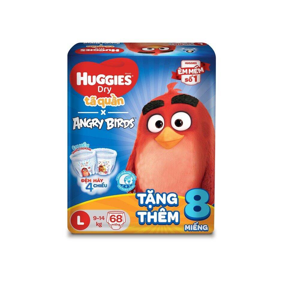 Tã bỉm quần huggies l 68 + 8 miếng