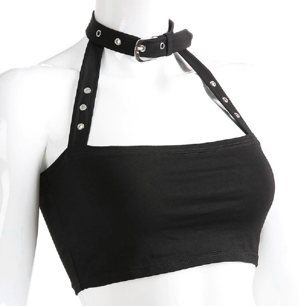 Áo ống croptop phối chocker cá tính