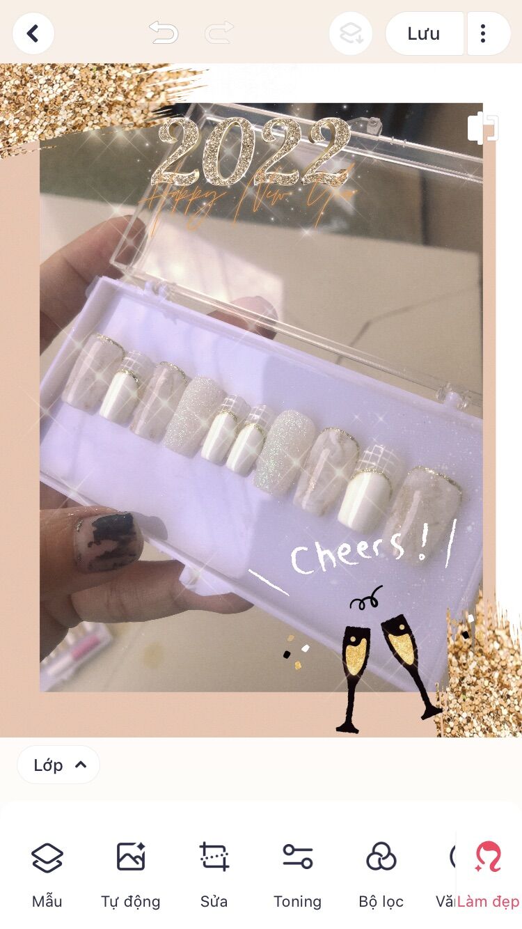 nailbox design/móng úp thiết kế vân đá /kim tuyến mịn