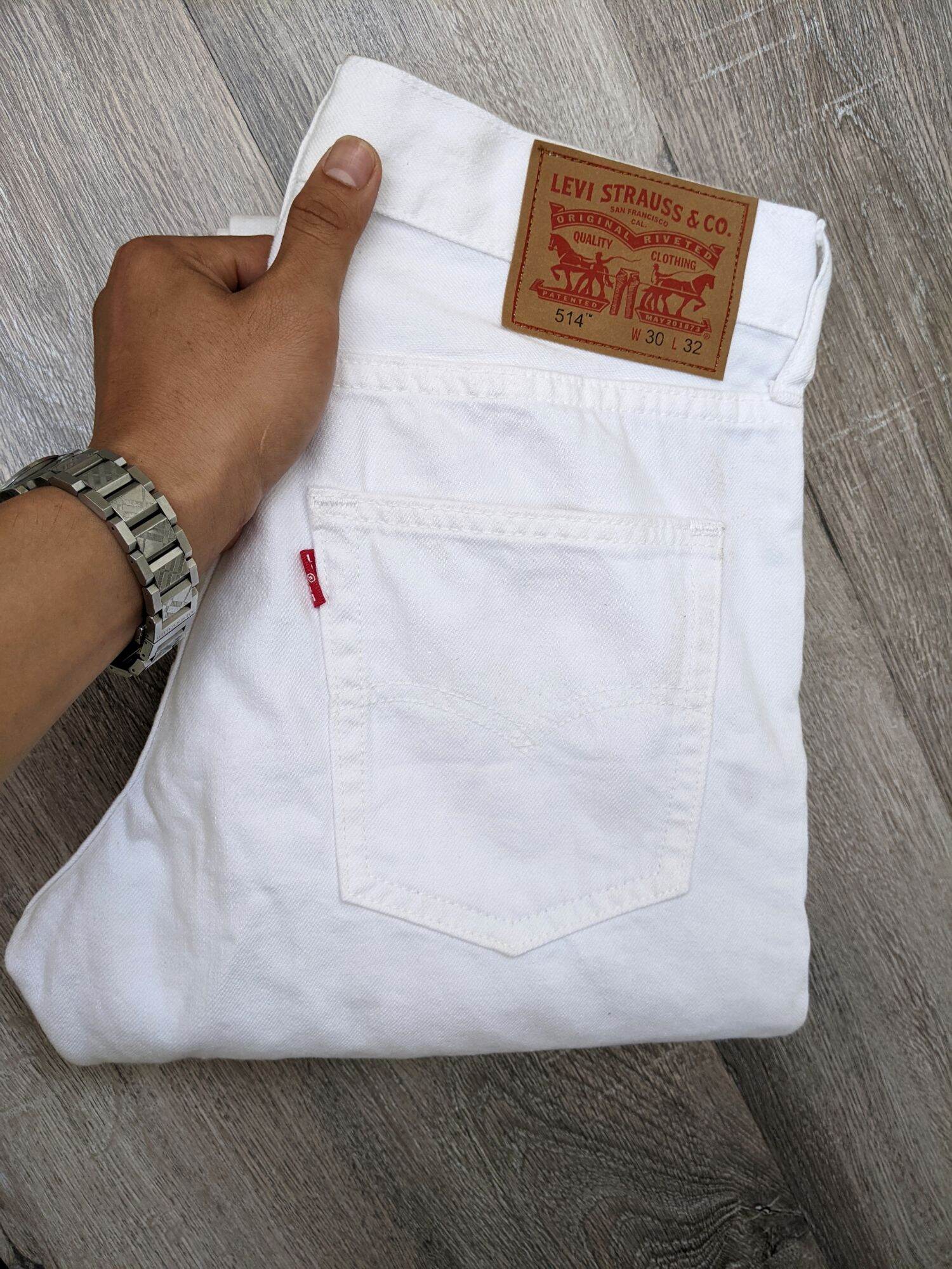 quần jeans nam levis màu trắng ống đứng