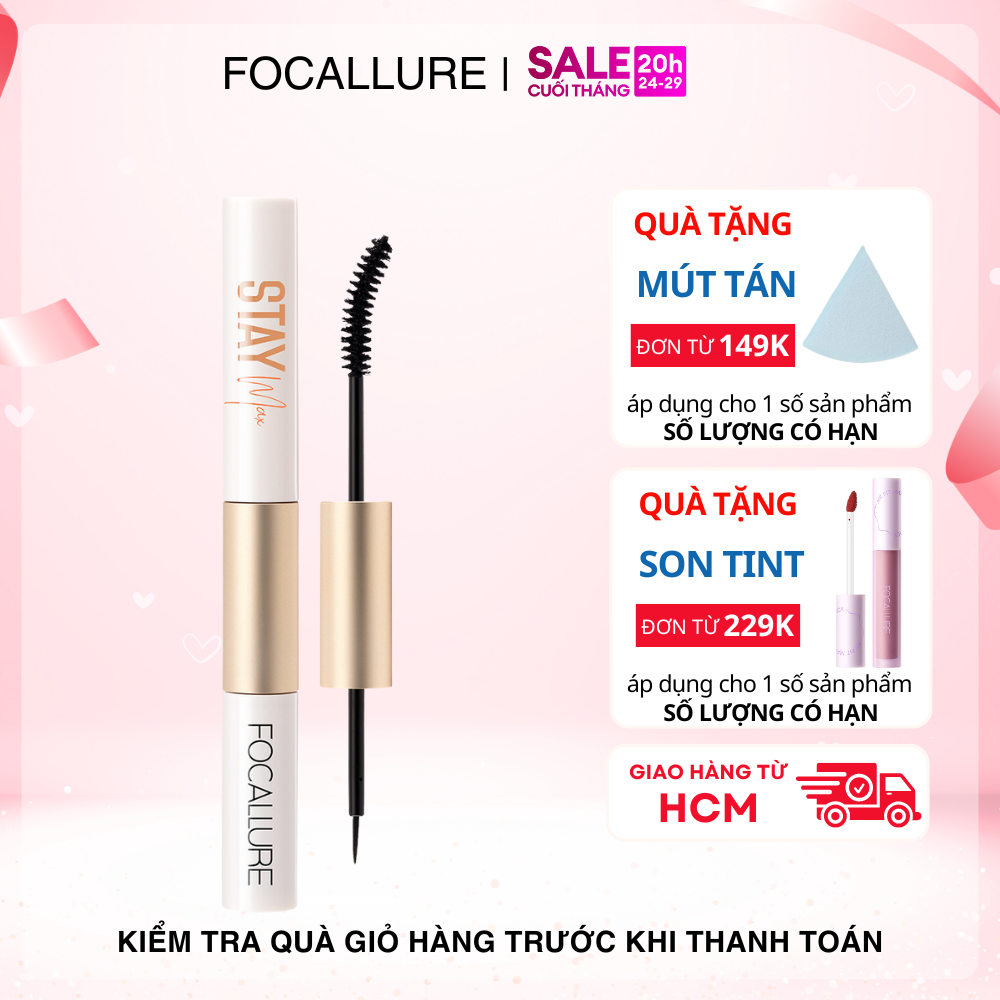 Mascara focallure kẻ mắt nước & chuốt mi mascara 2 trong 1 chống thấm nước lâu trôi dài mi và cong mi 28g