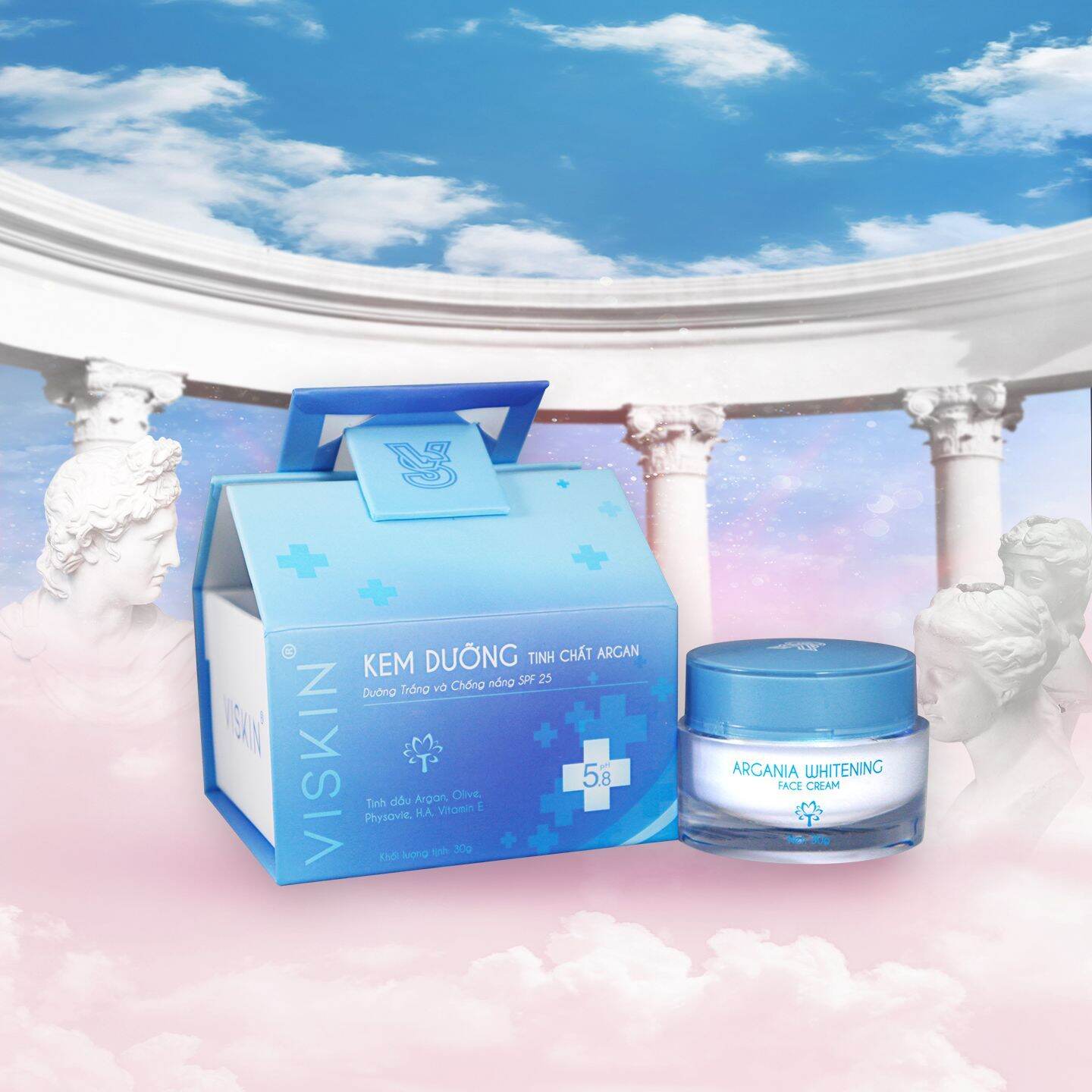 Kem dưỡng trắng nhanh nâng tone tinh chất argan viện viskin 30g