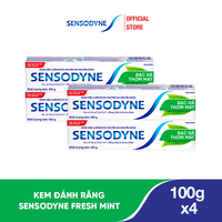 Bộ 4 Kem đánh răng SENSODYNE Fresh Mint 100g giúp giảm ê buốt hiệu quả với hương bạc hà thơm mát