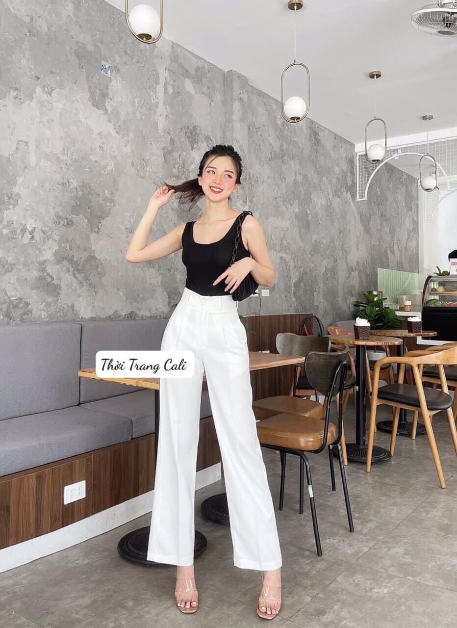 QUẦN ỐNG RỘNG KHOÁ GIỮA 1 CÚC - QUẦN ỐNG RỘNG LƯNG CAO