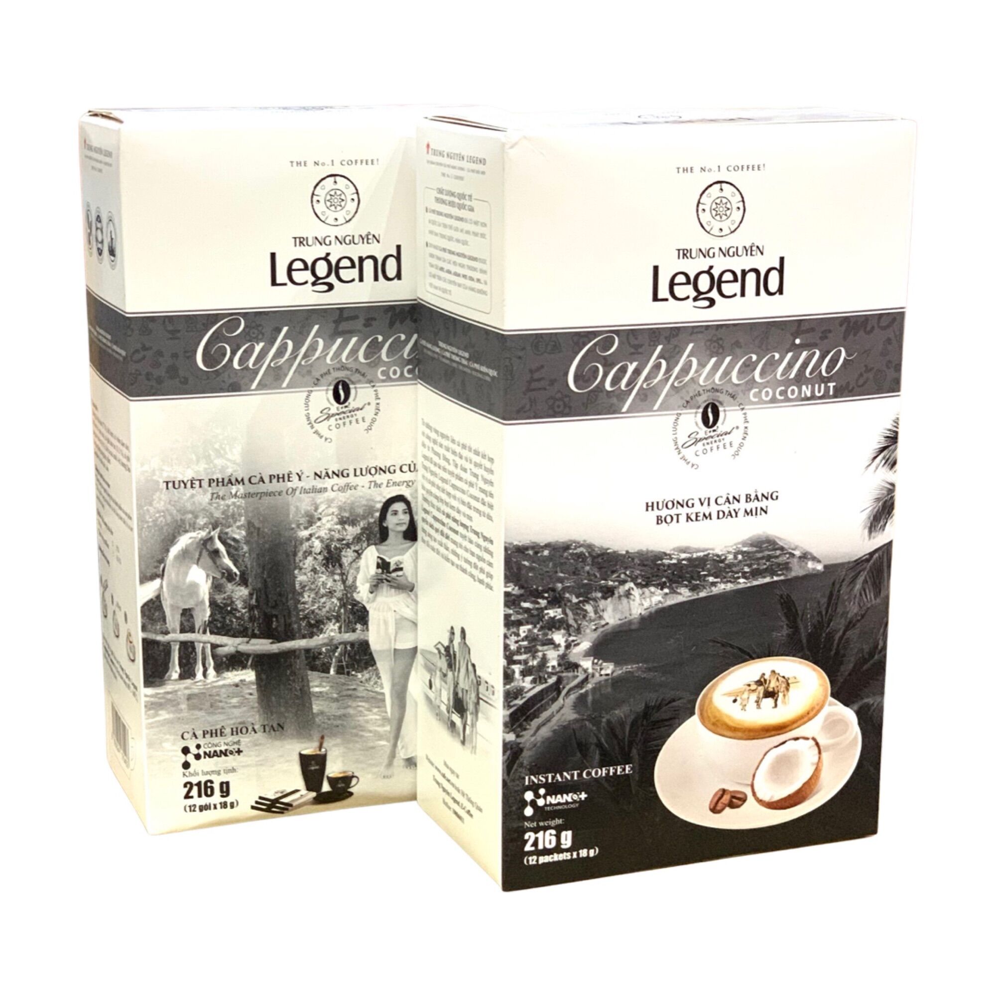 ( MẪU MỚI) Cà phê Cappuccino Vị Dừa Trung Nguyên( Hộp 12 gói)