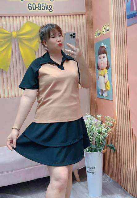 Áo Polo Cổ Bẻ Phối Màu Cá Tính Bigsize Nữ (68-95kg)