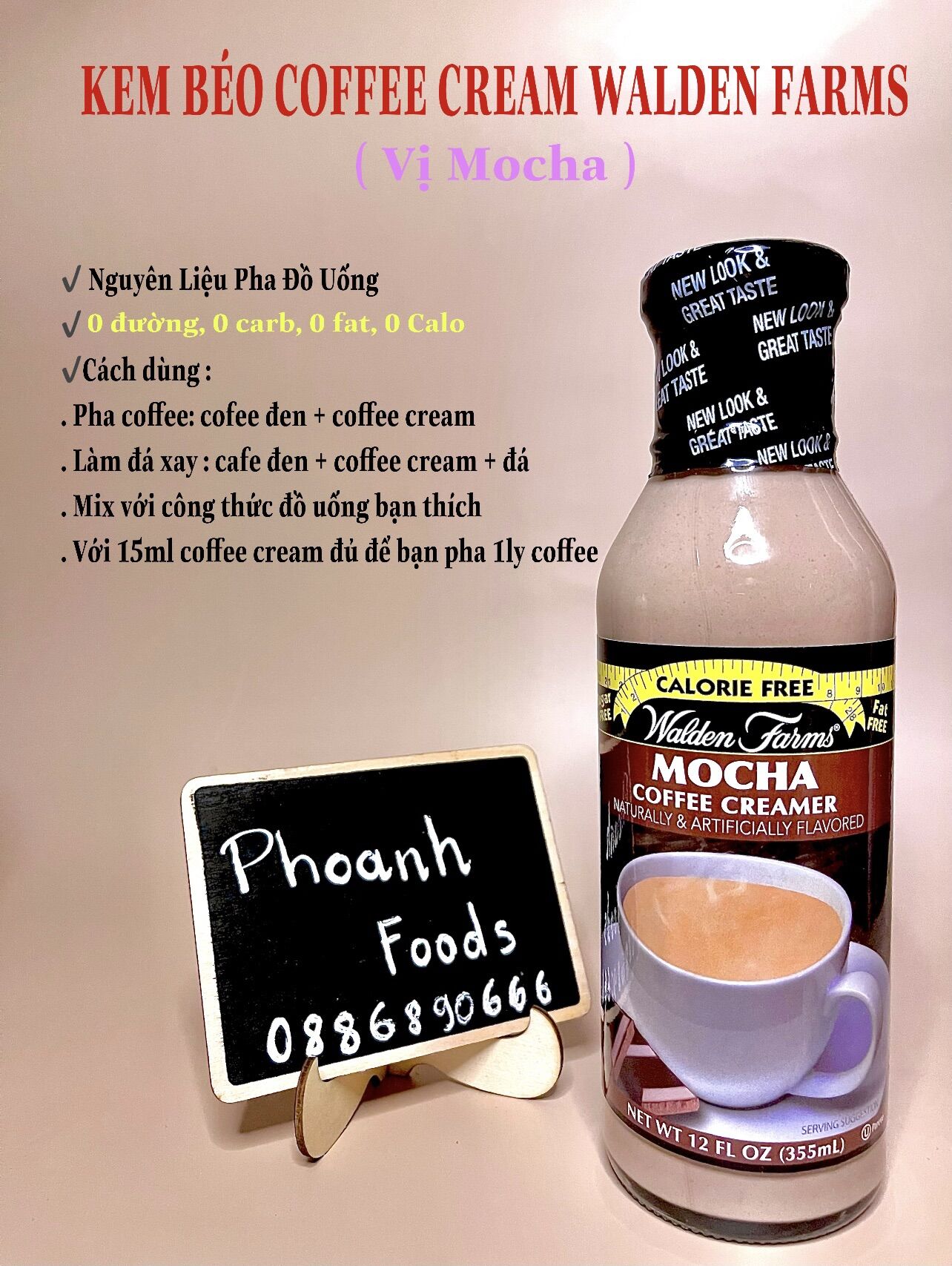 Kem béo pha coffee - coffee cream Walden Farm - vị mocha