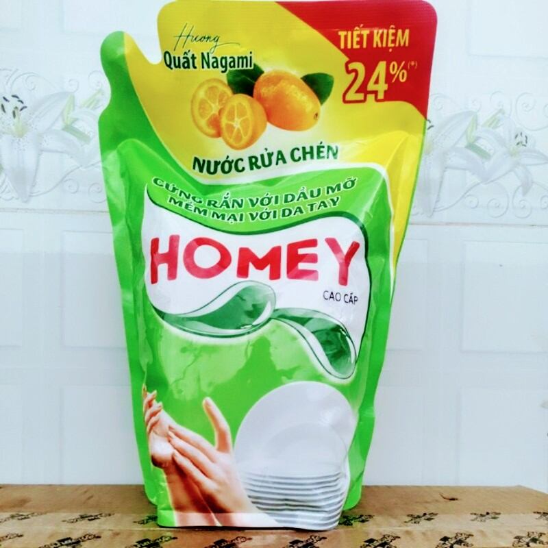 Nước rửa chén homey cao cấp 2kg ~ 1.93lít hương quất thơm sạch tự nhiên