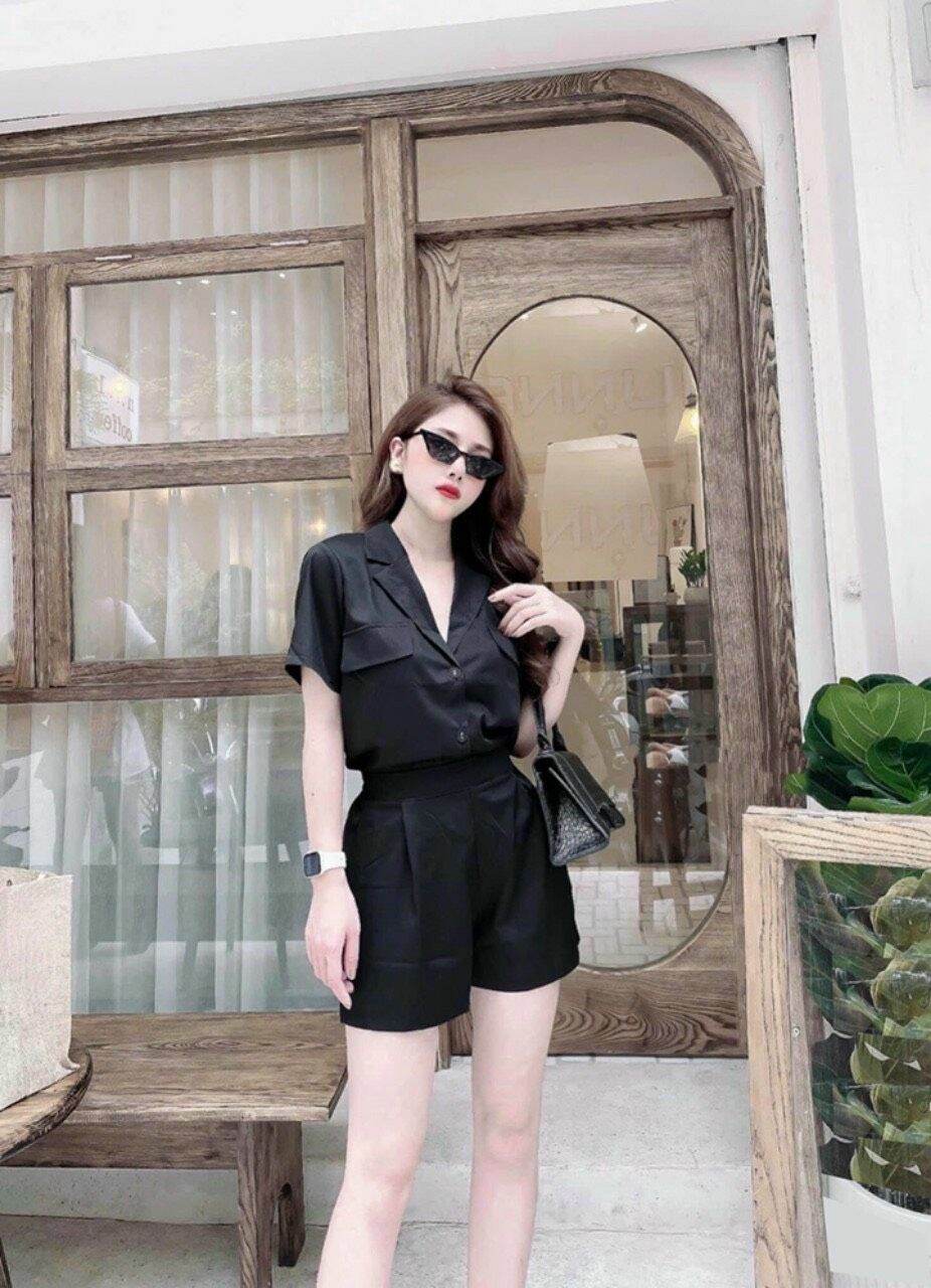 Sét bộ đồ nữ cổ vest chất đũi nhật đồ bộ đi chơi mặc nhà siêu xinh