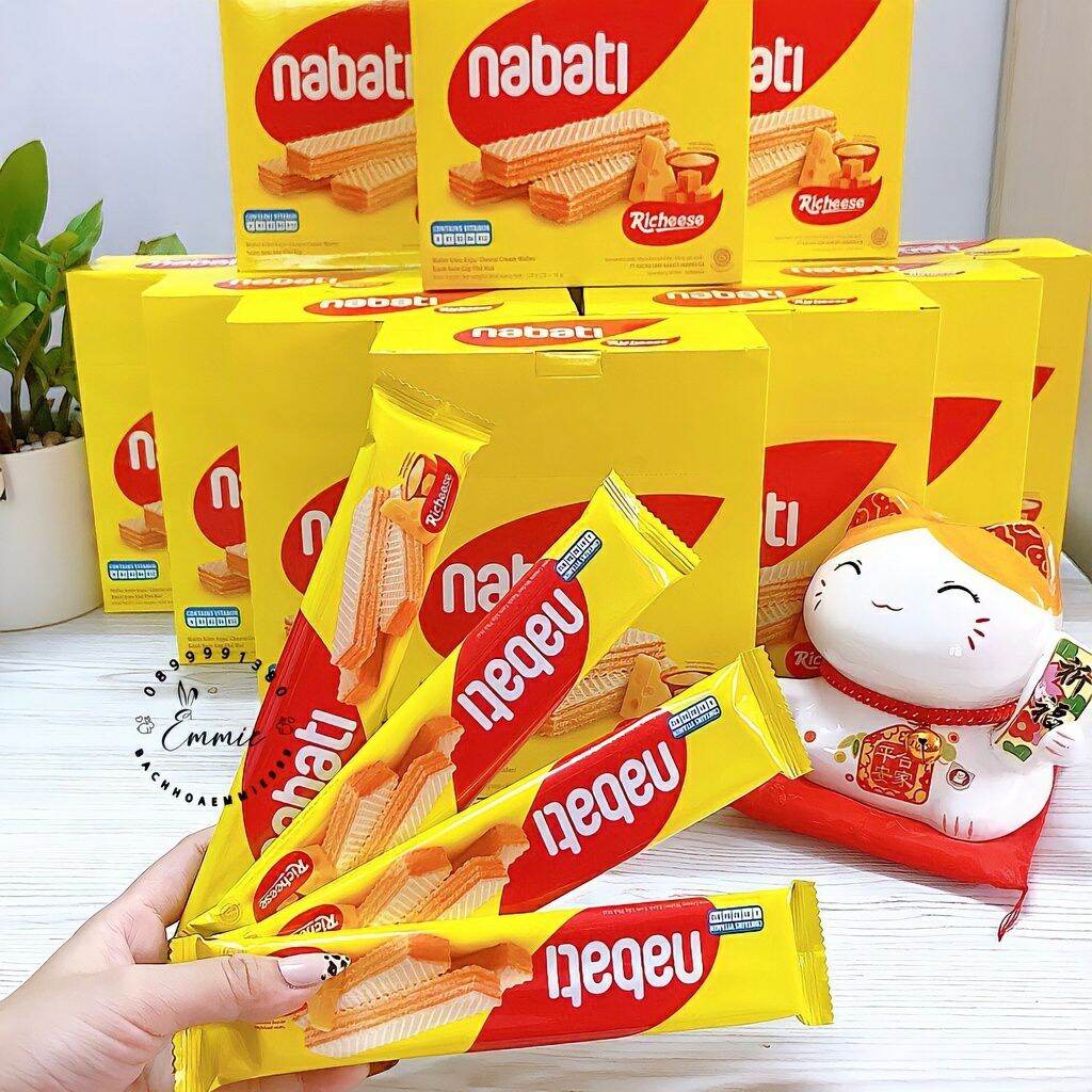 Hộp 20 thanh Bánh Xốp Phô Mai Richeese Nabati Cheese Cream Wafer 320g(20 thanh x 16g)Socola