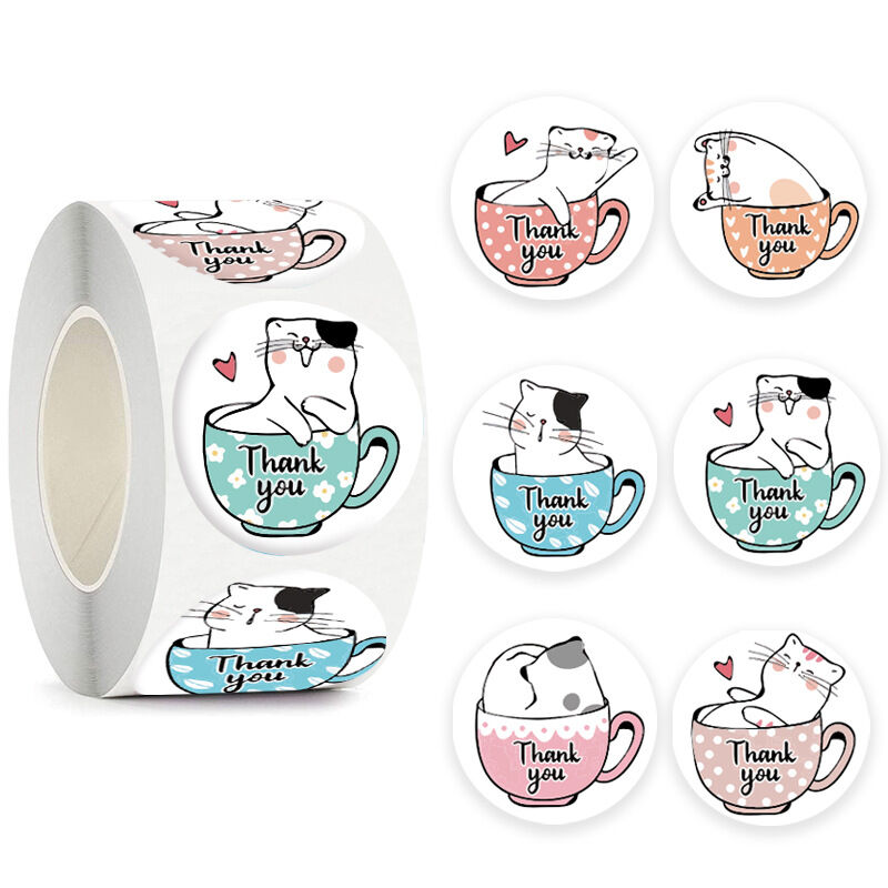 Cuộn 500 sticker/tem dán thank you cảm ơn ( nhiều mẫu)