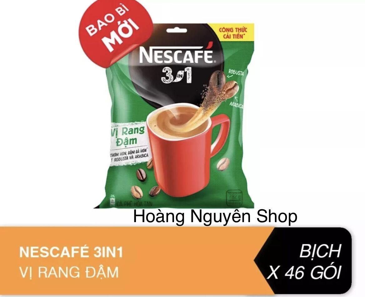 NESCAFE 3in1 RANG XAY HOÀ TAN ĐẬM VỊ CÀ PHÊ (Bịch 46 gói x 17g màu Xanh) date 2025 (mẫu mới)