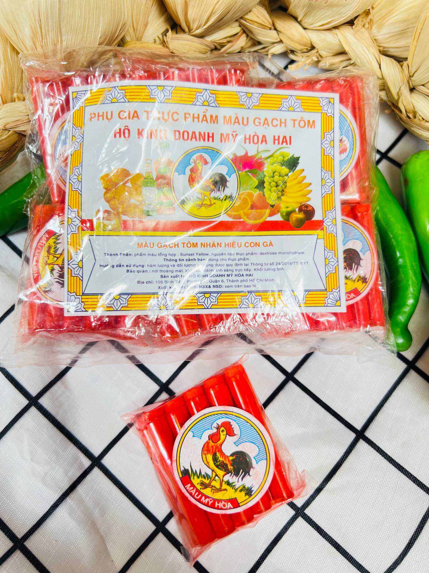 BỘT MÀU GẠCH TÔM ( CAM ) / PHỤ GIA THỰC PHẨM  HIỆU CON GÀ THƯƠNG HIỆU MỸ HOÀ