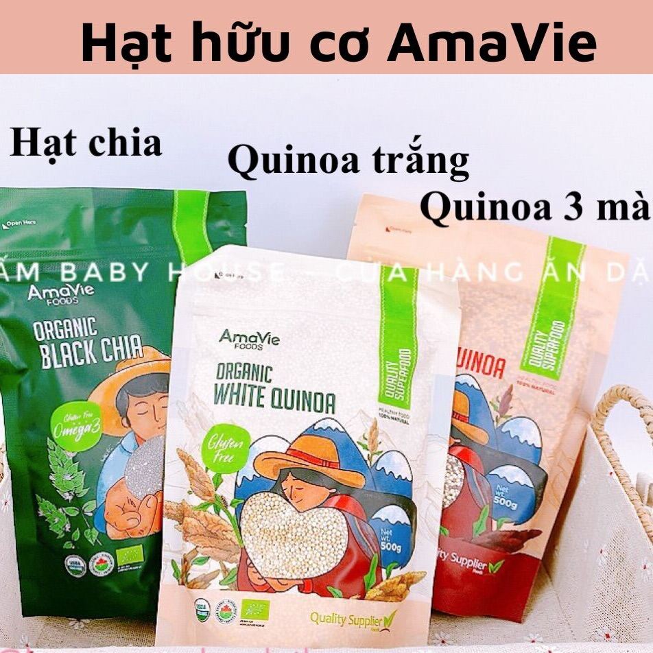 Hạt hữu cơ AmaVie cho bé ăn dặm từ 6 tháng- hạt chia,quinoa trắng