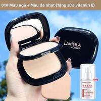 Phấn Phủ Hai Lớp Lâu Trôi Kiểm Soát Dầu Không Thấm Nước Trang Điểm Làm Đẹp Trang Điểm Che Khuyết Điểm Phấn Phủ Khô Cho Da Dầu