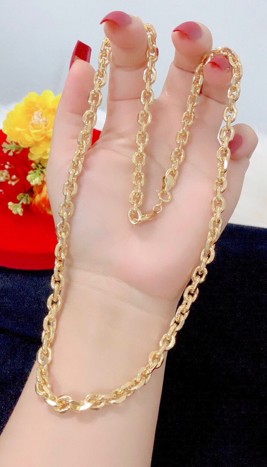 Dây chuyền nam kiểu xích mạ vàng 18k mạ vàng 24k mẫu mới về