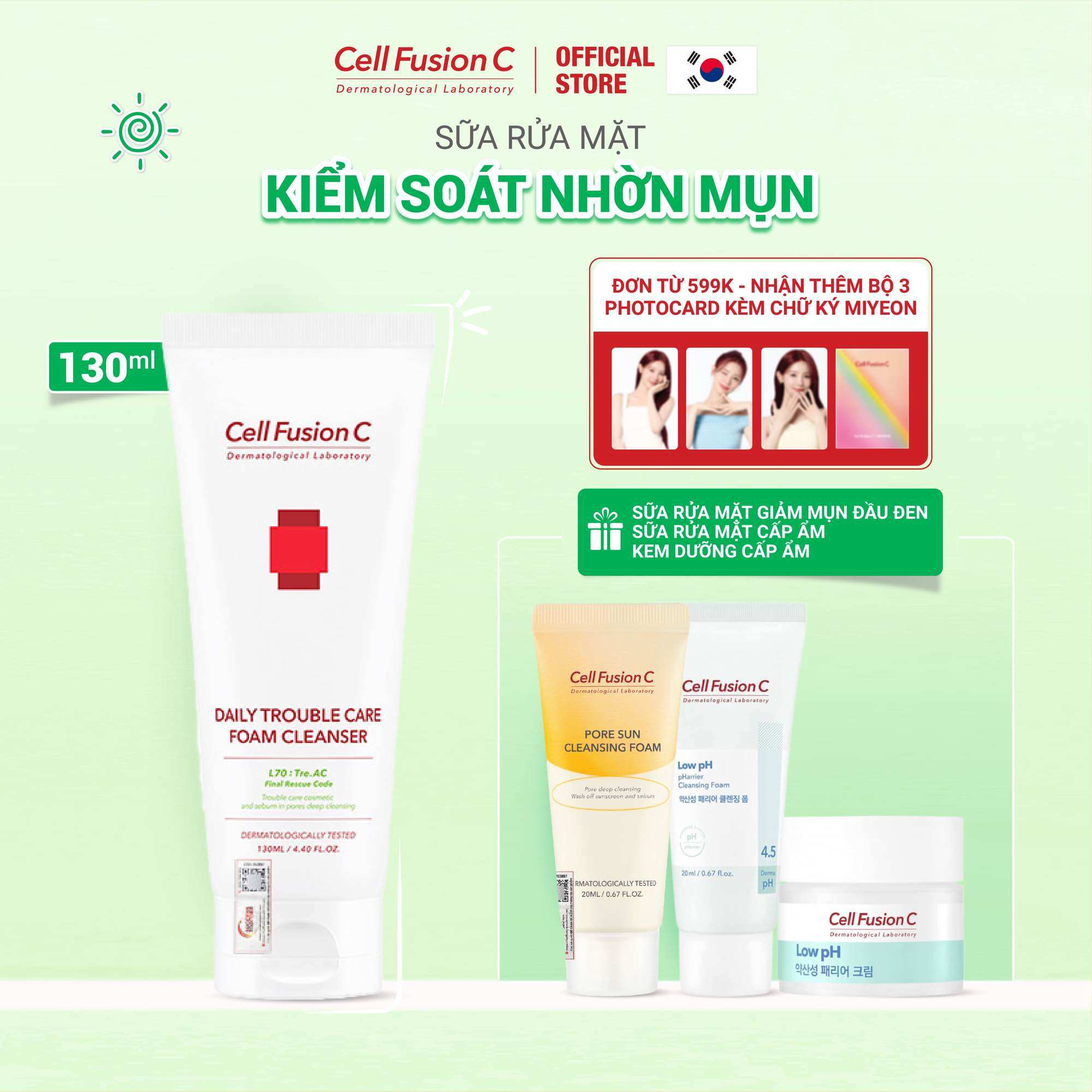 Sữa Rửa Mặt Kiểm Soát Nhờn Mụn Cell Fusion C Daily Trouble Care Foam Cleanser