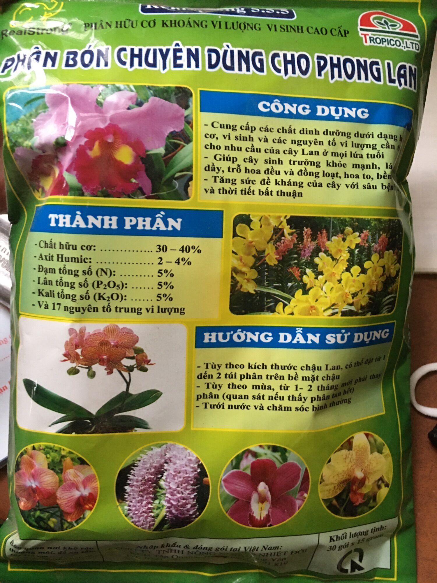 Phân tan chậm túi lọc 5-5-5+te cho hoa lan