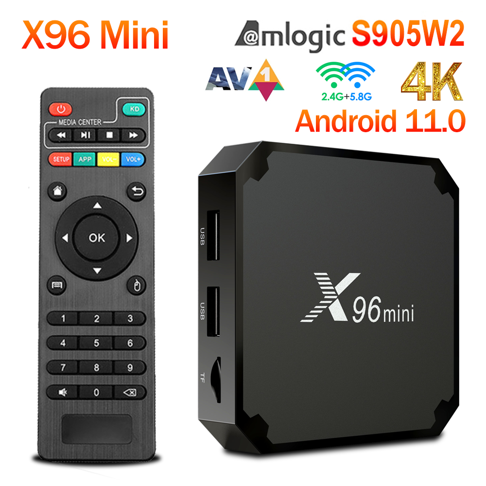 X96 Mini Smart Tv Box Amlogic S905w2 4k Hdr Android 11 Set Top Box Với Av1 Media Player 2.4g 5g Wifi 1gb/2gb Ram 8gb/16gb Lưu trữ Hdmi tương thích 2.1 Bao gồm