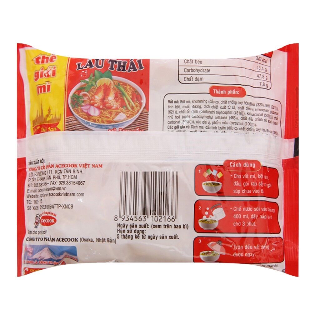 Mì Lẩu Thái Tôm Acecook gói 80g