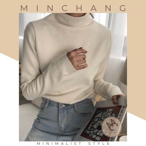 Áo cổ lọ dài tay đủ màu phong cách Hàn Quốc thu đông 2021