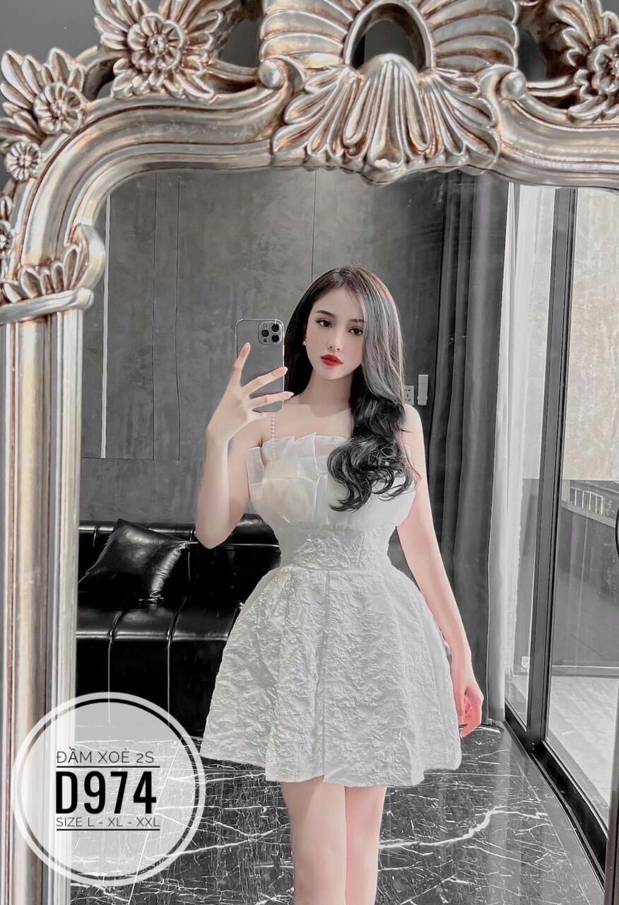 [Ảnh thật] 60-90KG BIGSIZE ĐẦM TIỆC XOÈ 2S D974