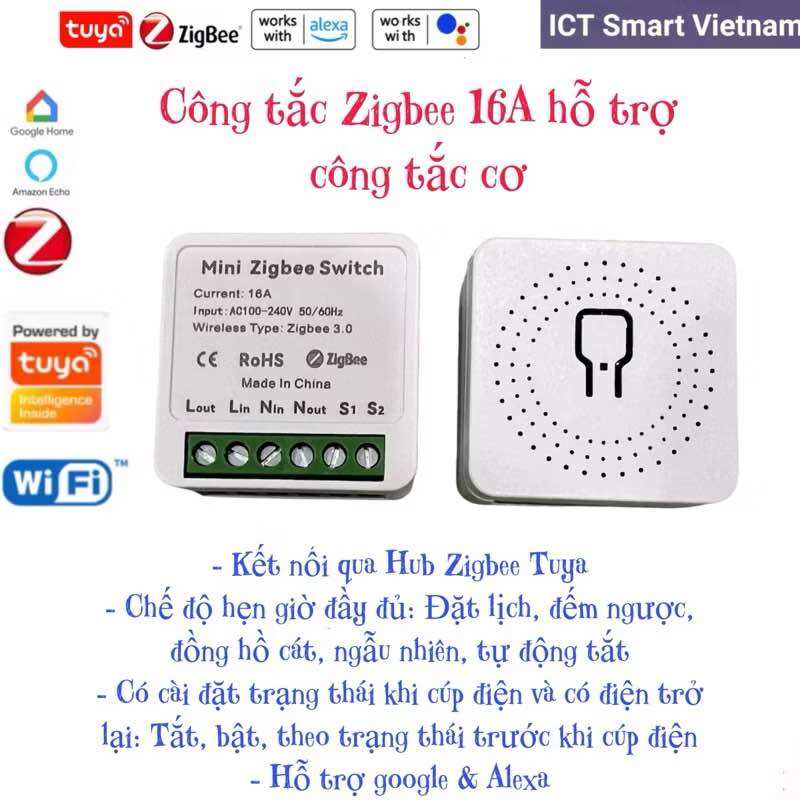 Công tắc thông minh Tuya Wifi/Zigbee 10A/16A