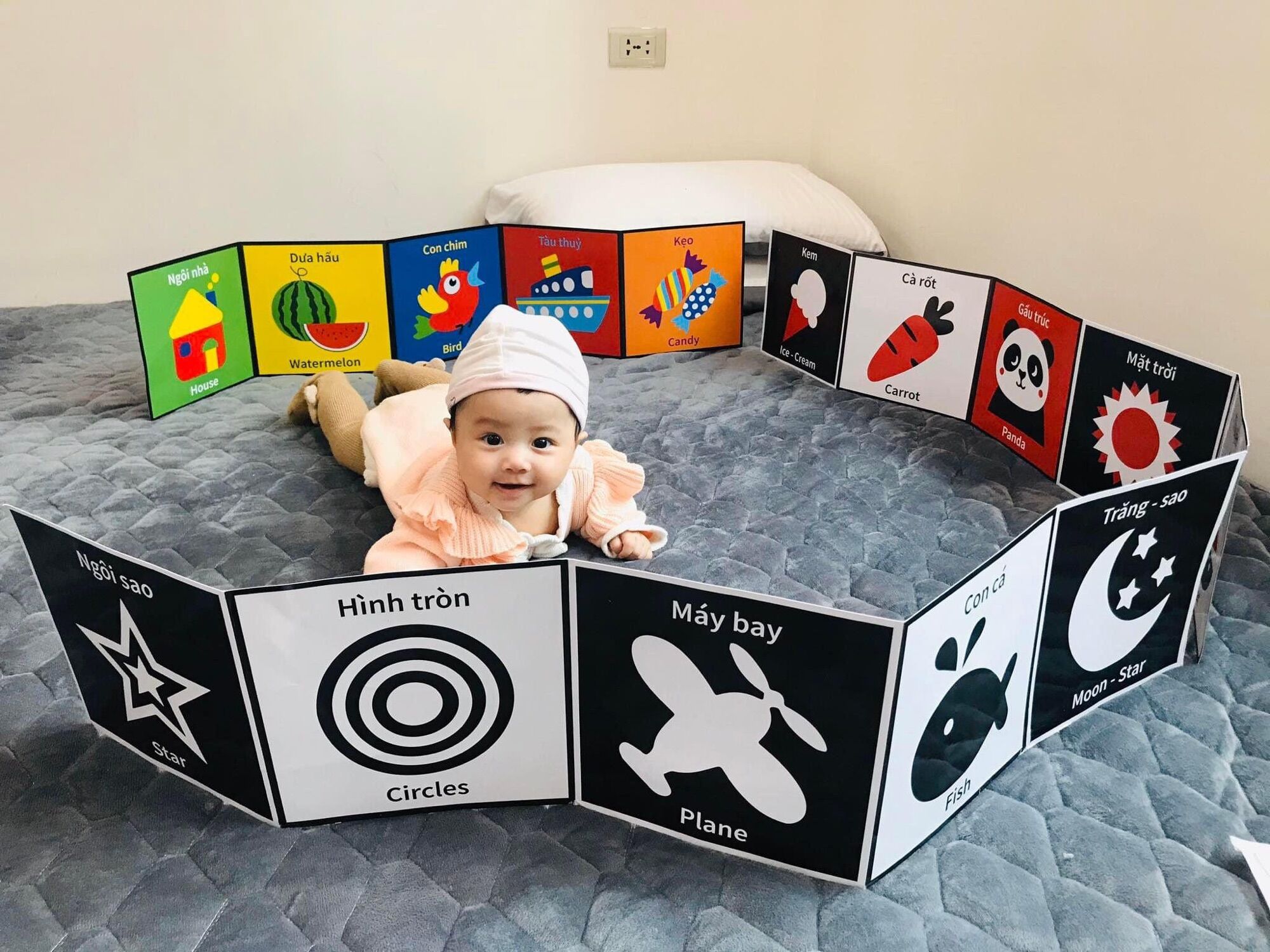 Bộ thẻ kích thích thị giác ziczac cho bé 0-12m