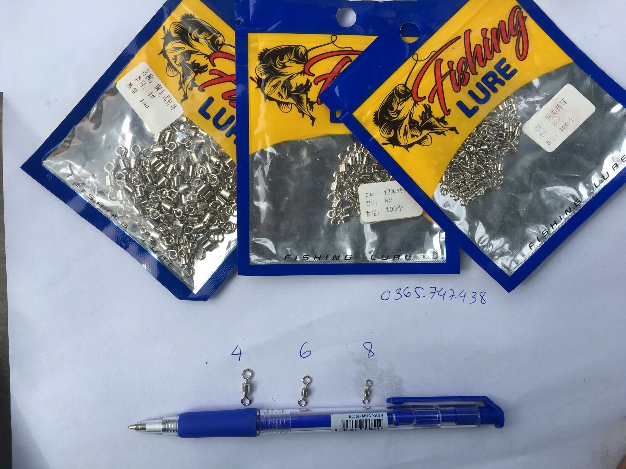 Combo 10 khoá số 8 câu cá xoay size 4-6-8