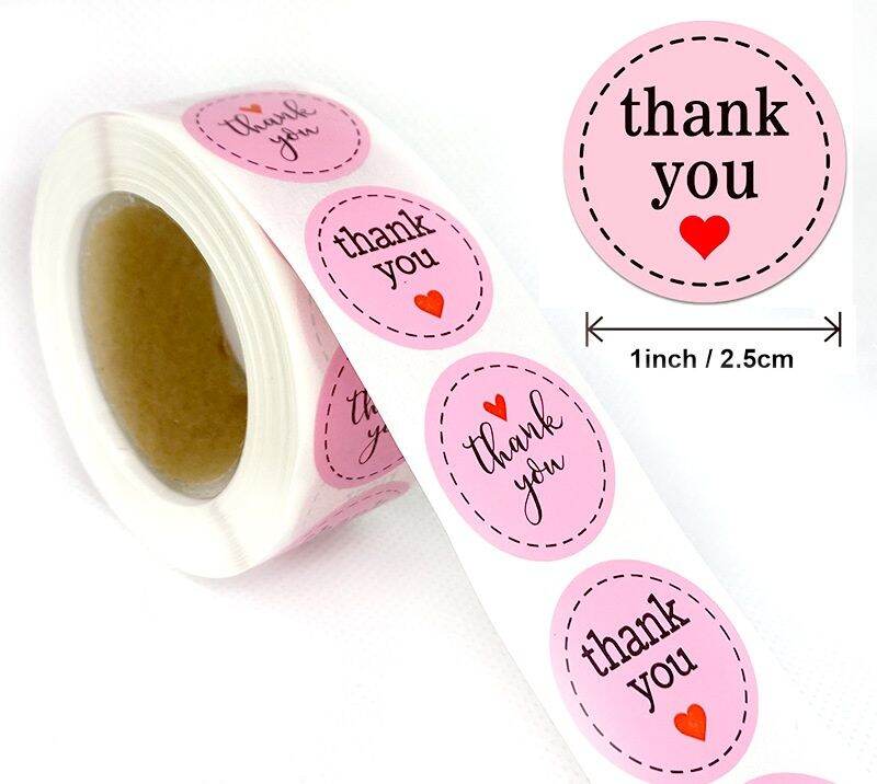 Cuộn 500 sticker/tem dán thank you cảm ơn