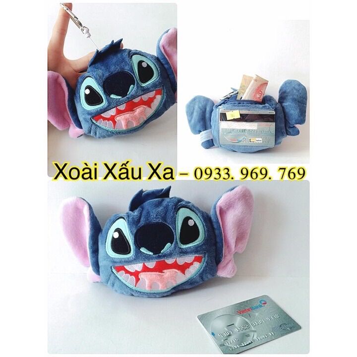 GẤU BÔNG MÓC KHÓA ĐỰNG THẺ HÌNH STITCH DÂY KÉO DÀI YOYO ( CÓ NGĂN KÉO NHỎ)