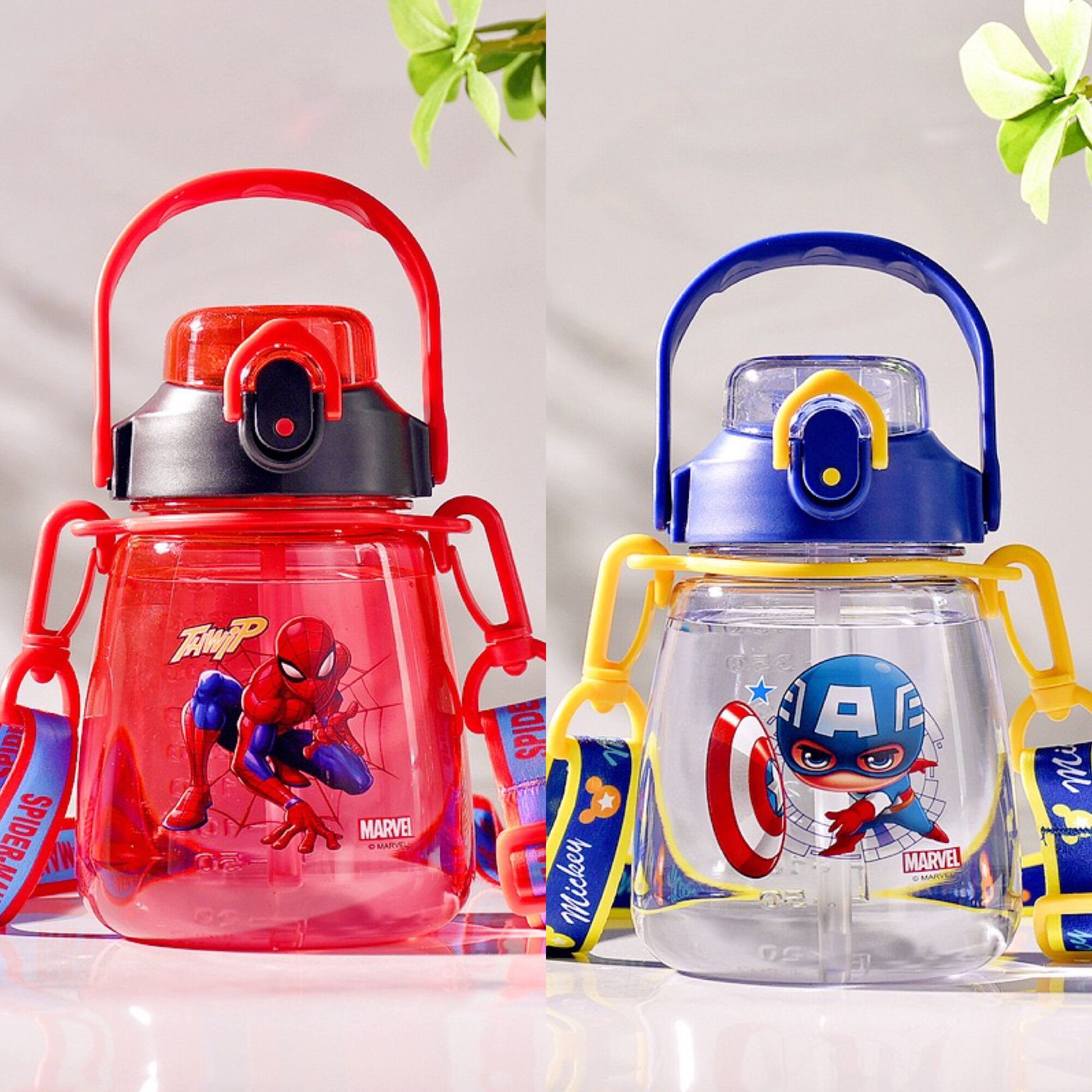 Bình nước siêu nhân nhện , captian 450ml có ống hút